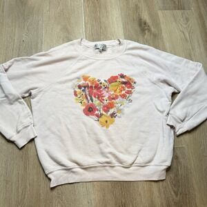 Wild Fox Blooming Hearts Graphic Sweater Small Piling*
